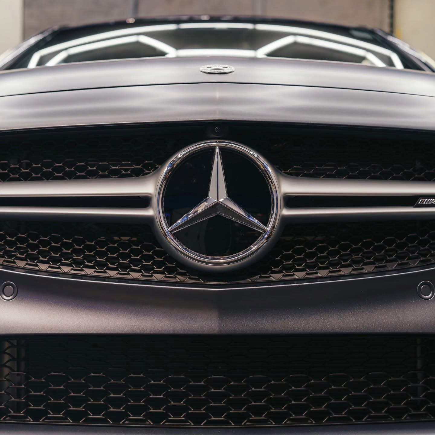 Detailed view of a vehicle finish after protective film work