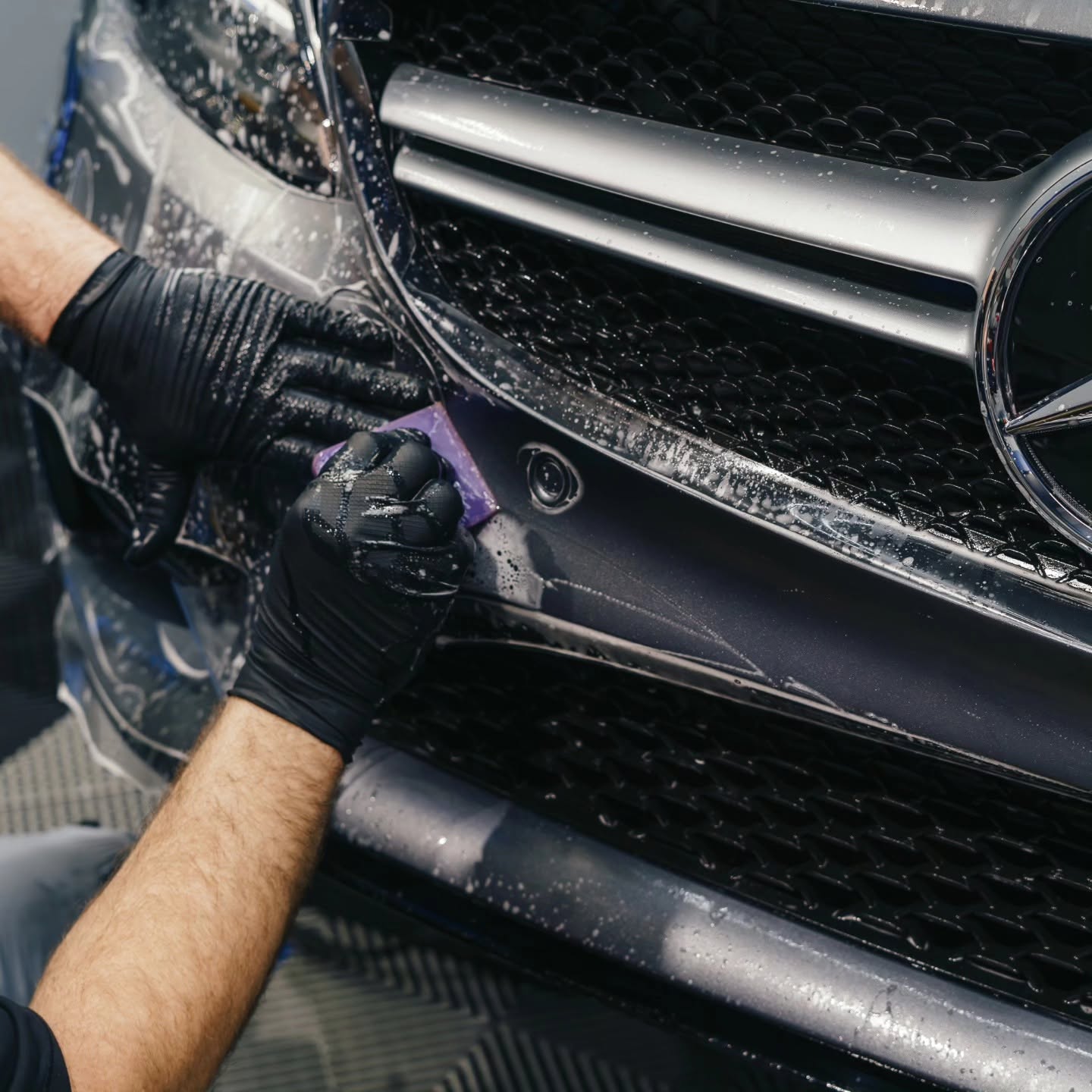 Vehicle surface preparation in progress